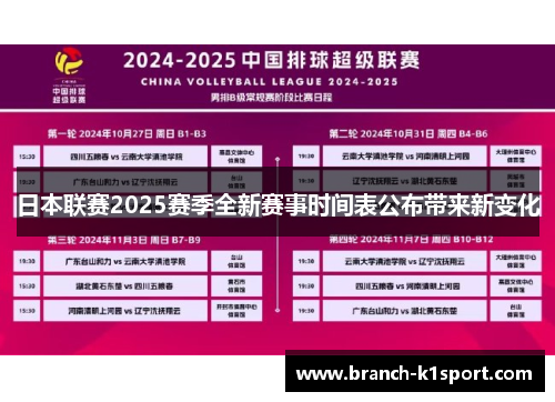 日本联赛2025赛季全新赛事时间表公布带来新变化